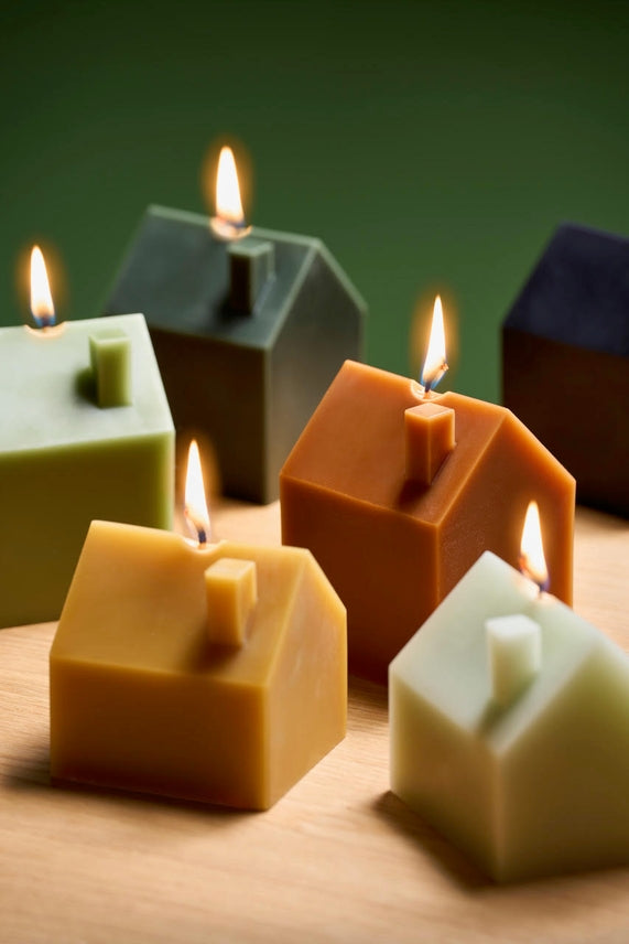 Greentree Home Candle, House Unscented Handmade Beeswax Sculptural Candles