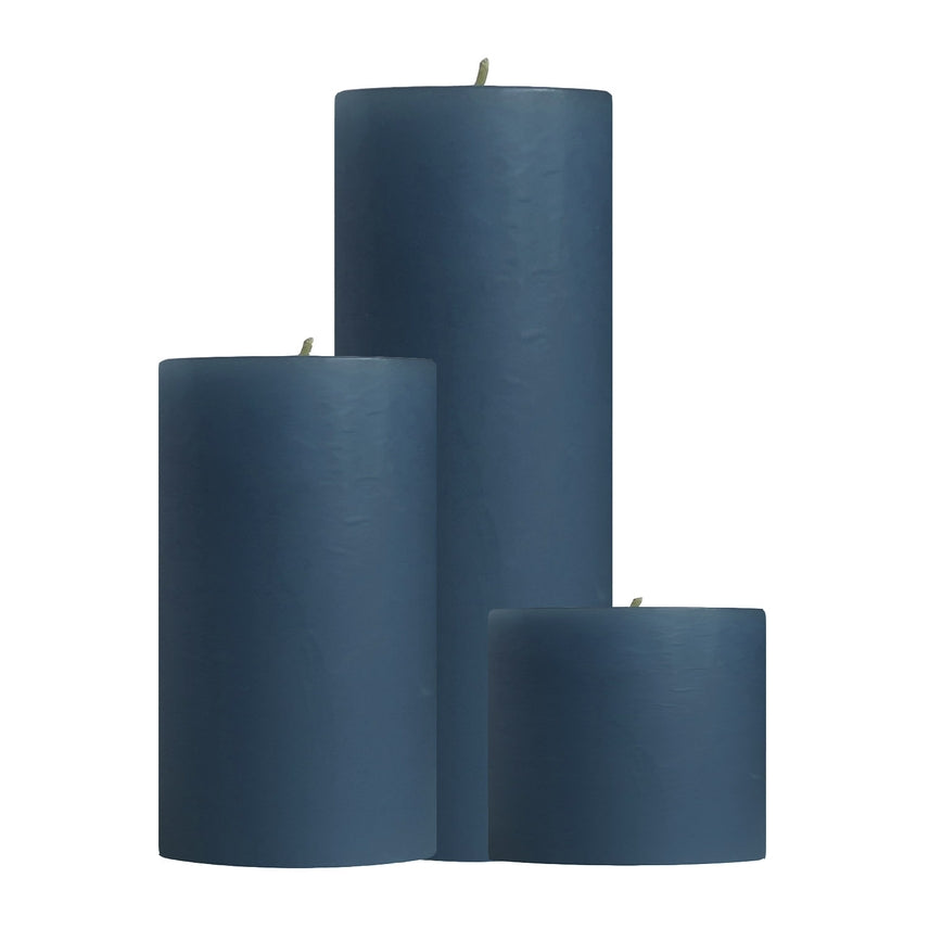 Unscented Pillar Candles, Colonial Blue