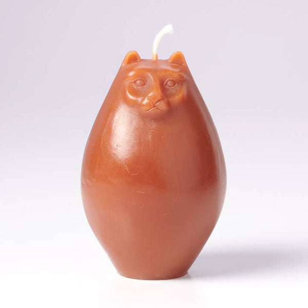 Greentree Home Candle, Fat Cat Unscented Handmade Beeswax Sculptural Animal Candles