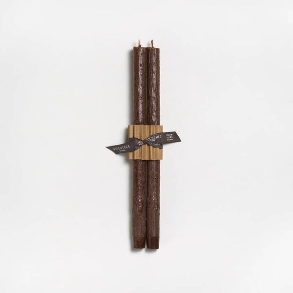 Greentree Home Candle, 12" Twig Unscented Taper Handmade Beeswax Candles