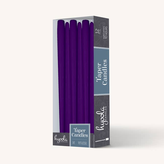 Purple Taper Candles - 12 Inch - 12 Pack