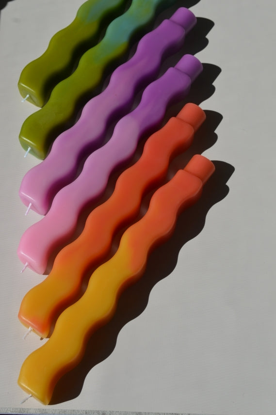 Wavy Beeswax Candlesticks - Set of 2