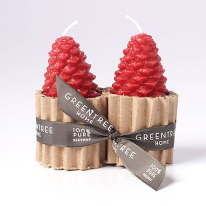 Greentree Home Candle, Small Pine Cone Unscented Handmade Beeswax Sculptural Candles