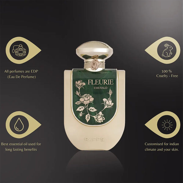 Riiffs Fleurie Emerald Green Extrait de Parfum Spray Perfume for Women, 100 ml