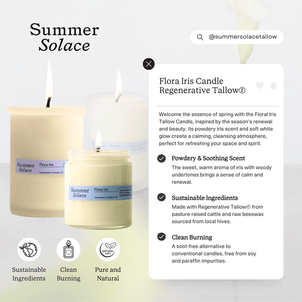 Flora Iris – Tallow Candle with Orris & Palo Santo | 6 oz