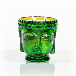 24K Gold Emerald Green Glass Buddha Luxury Candle