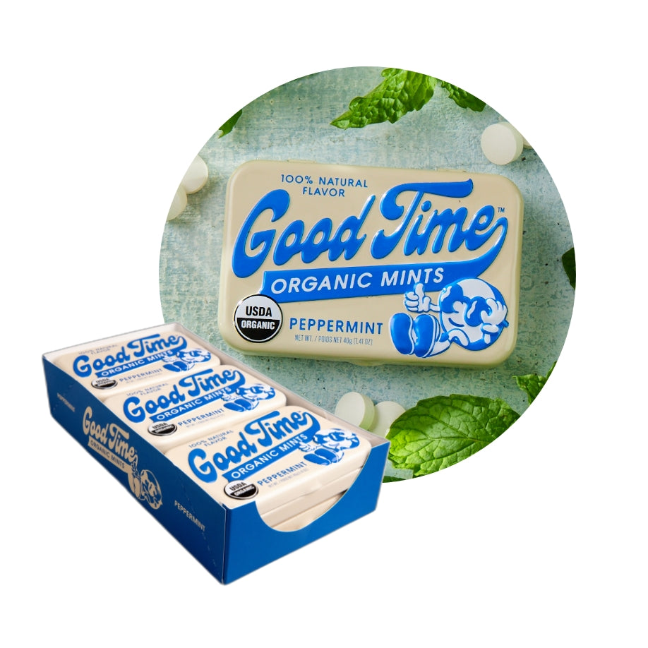 Good Time Organic Mints Candy, 1.41 Ounce (40g) Tin - 6 Count Display Tray