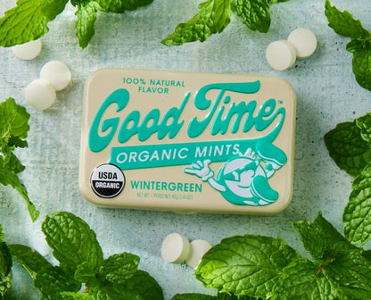 Good Time Organic Mints Candy, 1.41 Ounce (40g) Tin - 6 Count Display Tray