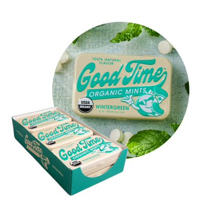 Good Time Organic Mints Candy, 1.41 Ounce (40g) Tin - 6 Count Display Tray