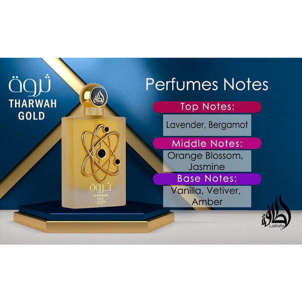 Lattafa Pride Tharwah Gold Eau de Parfum Spray Unisex Perfume, 100 ml