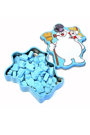 Holiday Christmas Frosty the Snowman, Frosty's Magical Sours, Blue Raspberry Candy Tin