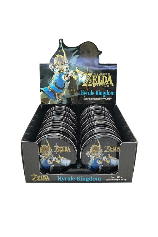 The Legend of Zelda Hyrule Kingdom, 1.2 Ounce Sour Blue Raspberry Candy in Collectible Tin - 12 Count Display Box