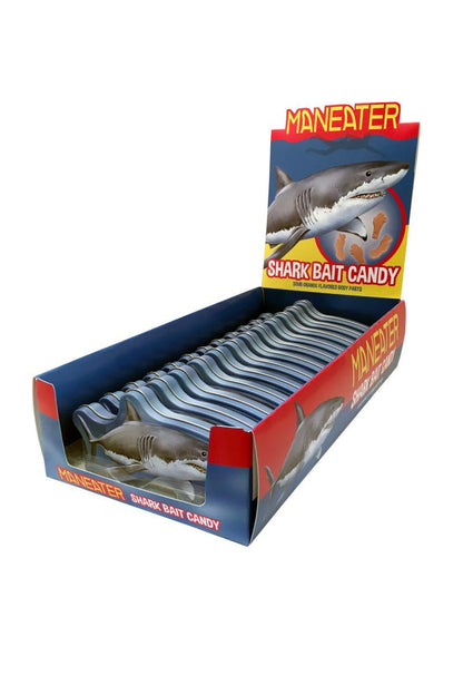 Maneater Shark Body Parts Shaped Candy in Collectible Tin, 1.0 Ounce Sour Orange Body Parts Shaped Candy - 12 Count Display Box