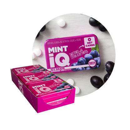 Mint IQ Sugar Free Mint Candy, 1.41 Ounce (40g) Tin - 6 Count Display Tray