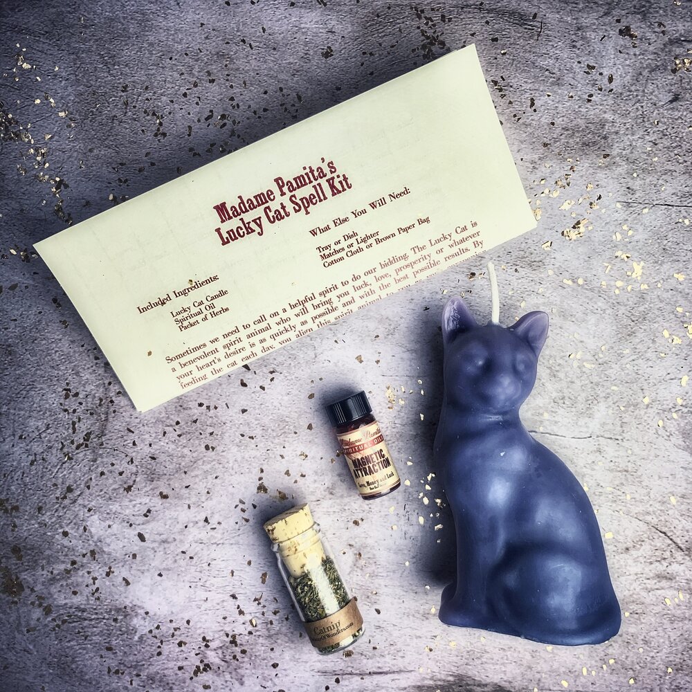 Lucky Cat Candle Spell Kit - Fast Action & Manifestation Magic