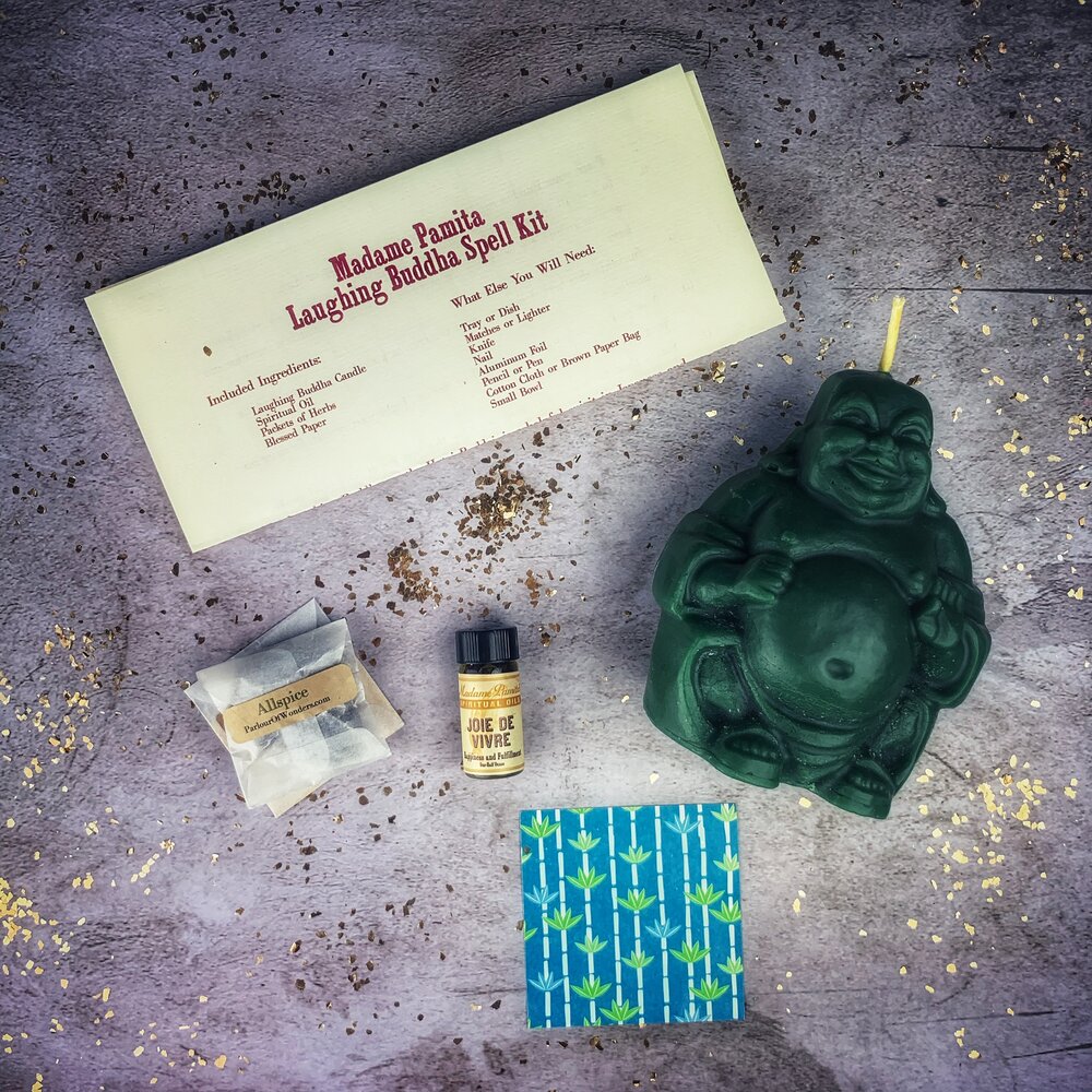 Laughing Buddha Abundance Candle Spell Kit - Wealth, Luck & Prosperity Magic