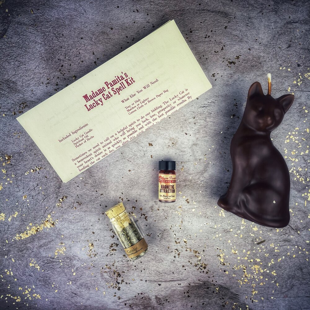Lucky Cat Candle Spell Kit - Fast Action & Manifestation Magic