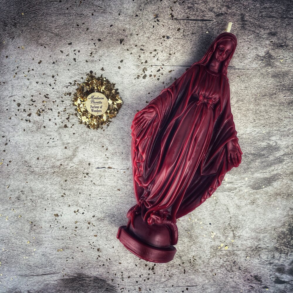 Beeswax Queen of Heaven Spell Candle - Divine Protection & Unconditional Love Magic