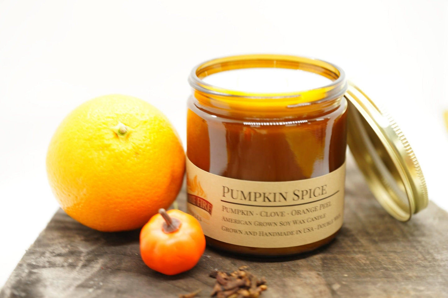 Pumpkin Spice Soy Wax Candle | 16 oz Double Wick Amber Apothecary Jar