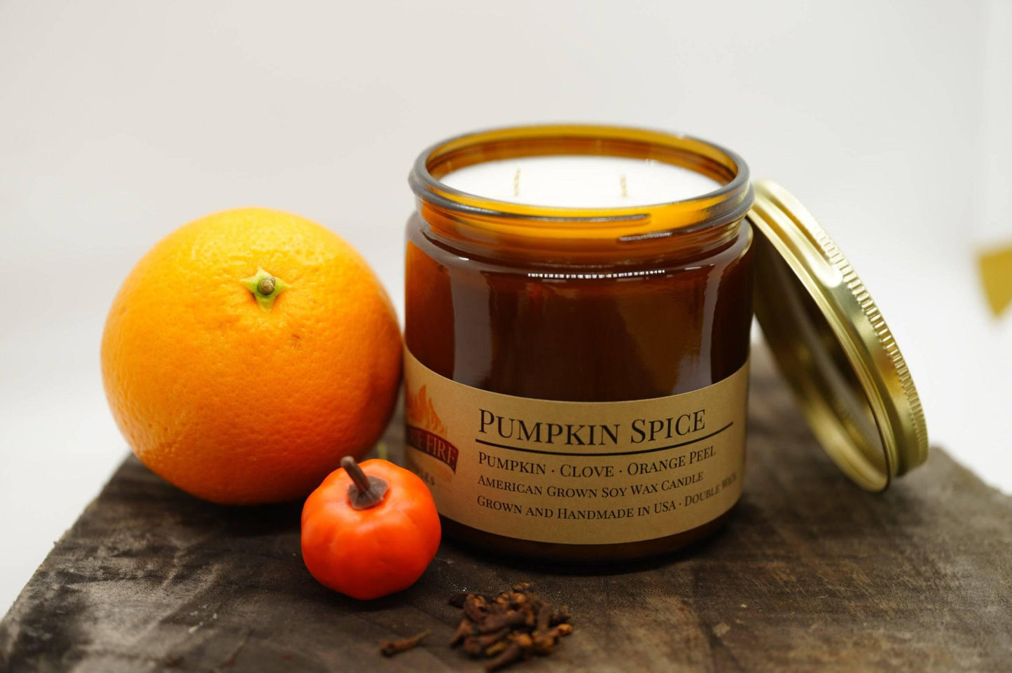 Pumpkin Spice Soy Wax Candle | 16 oz Double Wick Amber Apothecary Jar