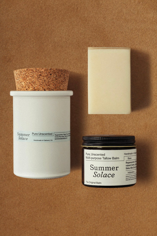 Pure Unscented Tallow Collection | Regenerative Skincare & Candle Set