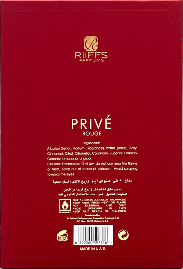 Riiffs Exclusive Privè Rouge Eau de Parfum Unisex Perfume, 80 ml