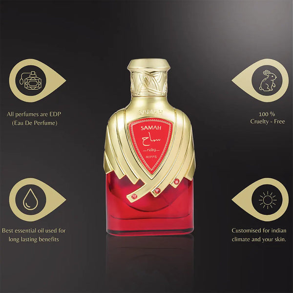 Riiffs Samah Ruby Eau de Parfum Spray Perfume for Women, 100 ml