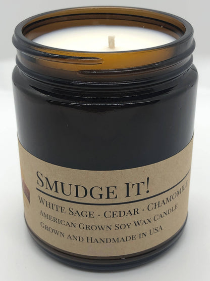 Smudge It! Soy Wax Candle | 9 oz Amber Apothecary Jar