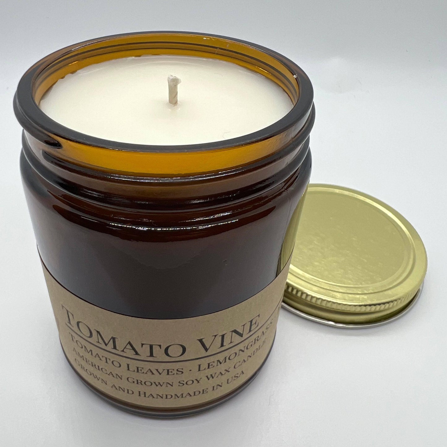 Tomato Vine Soy Wax Candle | 9 oz Amber Apothecary Jar