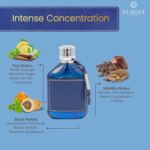 DUMONT NITRO blue POUR HOMME EAU DE PARFUM 100ml Men's Woody Fragrance