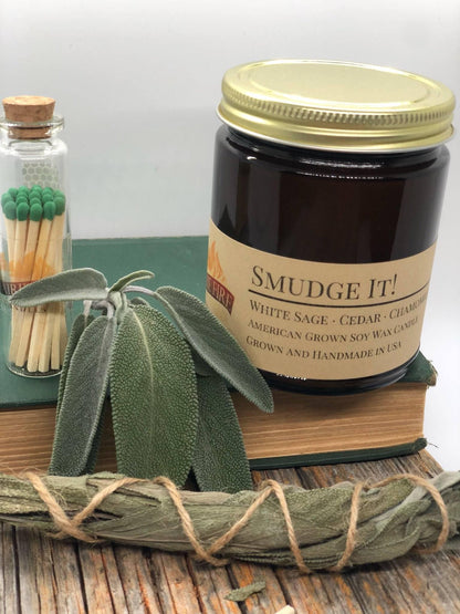 Smudge It! Soy Wax Candle | 9 oz Amber Apothecary Jar