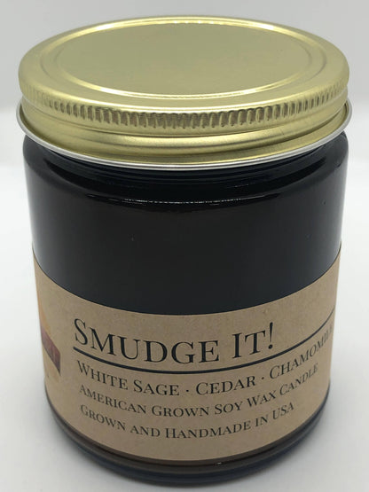 Smudge It! Soy Wax Candle | 9 oz Amber Apothecary Jar