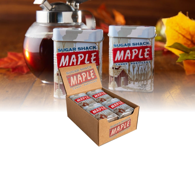 Sugar Shack Maple Candy, 1.07 Ounce (30g) Tin - 12 Count Display Box