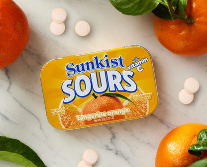 Sunkist Sours Sugar Free Candy, 1.76 Ounce (50g) Tin - 6 Count Display Tray